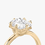 Radiant Cut - Plain Band - 6 Prong Classic Ring - 18 K Gold